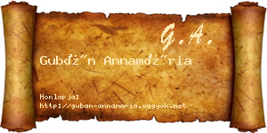 Gubán Annamária névjegykártya